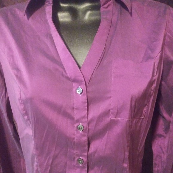 Purple Metallic Button Down Collar Shirt - Picture 2 of 4